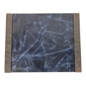 Tiffany Studios New York Zodiac Bronze Blotter Ends With Leather Desk Blotter