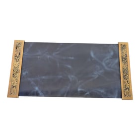 Tiffany Studios New York Grapevine Bronze Doré Blotter Ends With Leather Desk Blotter