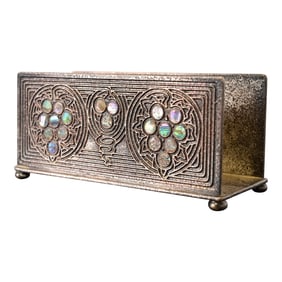 Tiffany Studios New York Silvered Bronze and Abalone Letter Rack