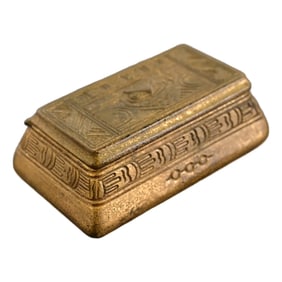 Tiffany Studios New York American Indian Pattern Bronze Doré Stamp Box
