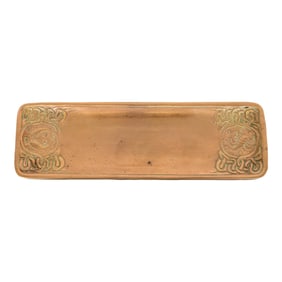 Tiffany Studios New York Zodiac Bronze Doré Pen Tray