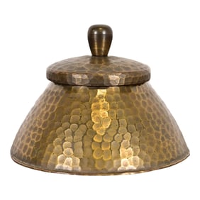 Roycroft Arts & Crafts Hammered Brass Over Copper Inkwell, Circa 1920s