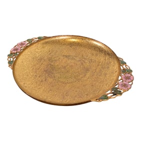 Louis Comfort Tiffany Furnaces Favrile Bronze Doré and Enamel Footed Centerpiece Bowl or Tazza