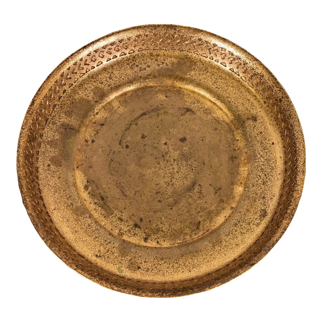 Tiffany Studios New York Bronze Doré Shallow Bowl or Tray With Decorative Border: A gorgeous Arts & Crafts or Art Deco period gilt bronze shallow bowl or tray with decorative border By Tiffany Studios (signed to the underside) New York, USA, Early 20th Century Measures: 7.25"W x 7.
