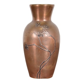 Heintz Arts & Crafts Sterling Silver on Bronze Vase