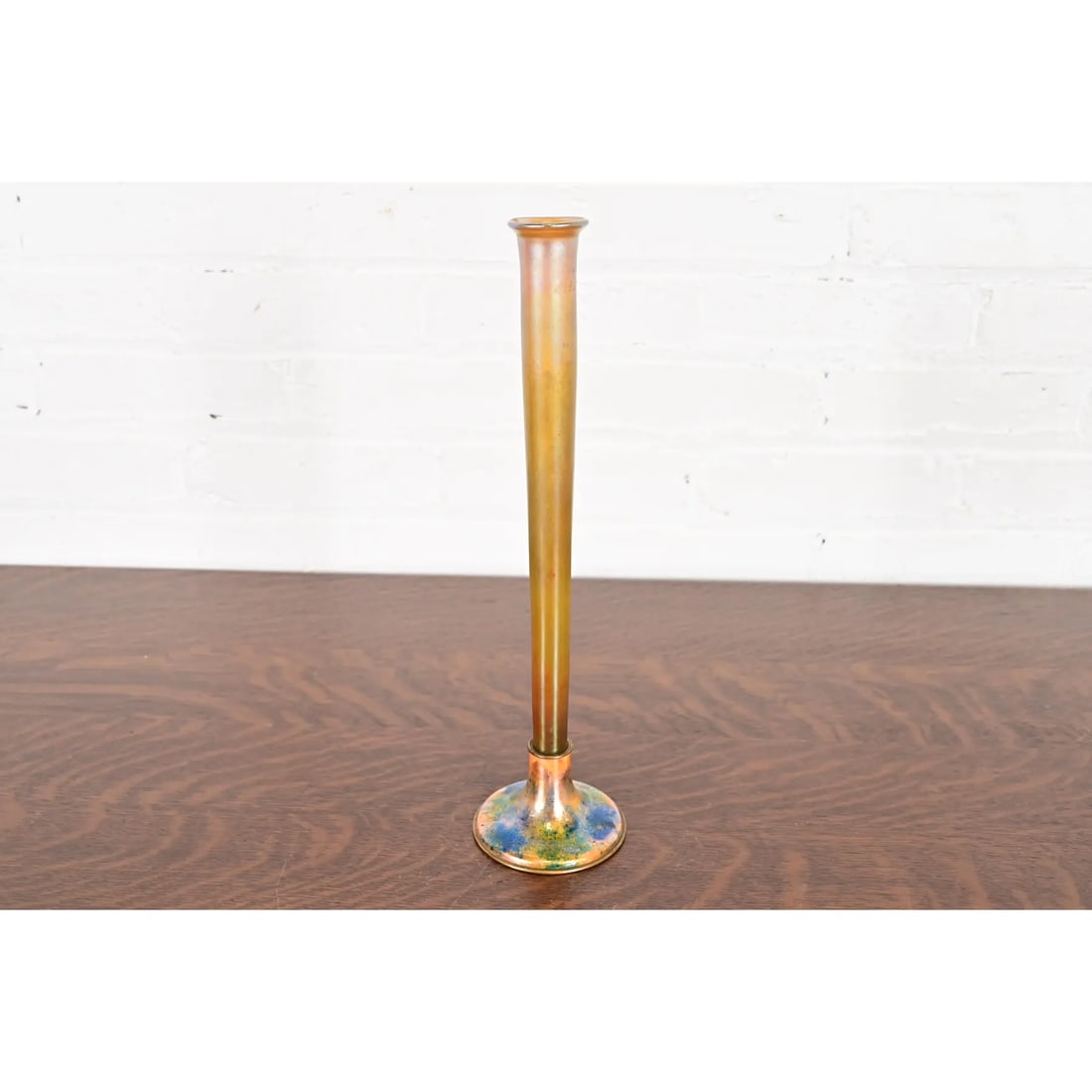 Louis Comfort Tiffany Furnaces Favrile Iridescent Art Glass Tall Bud Vase - 2