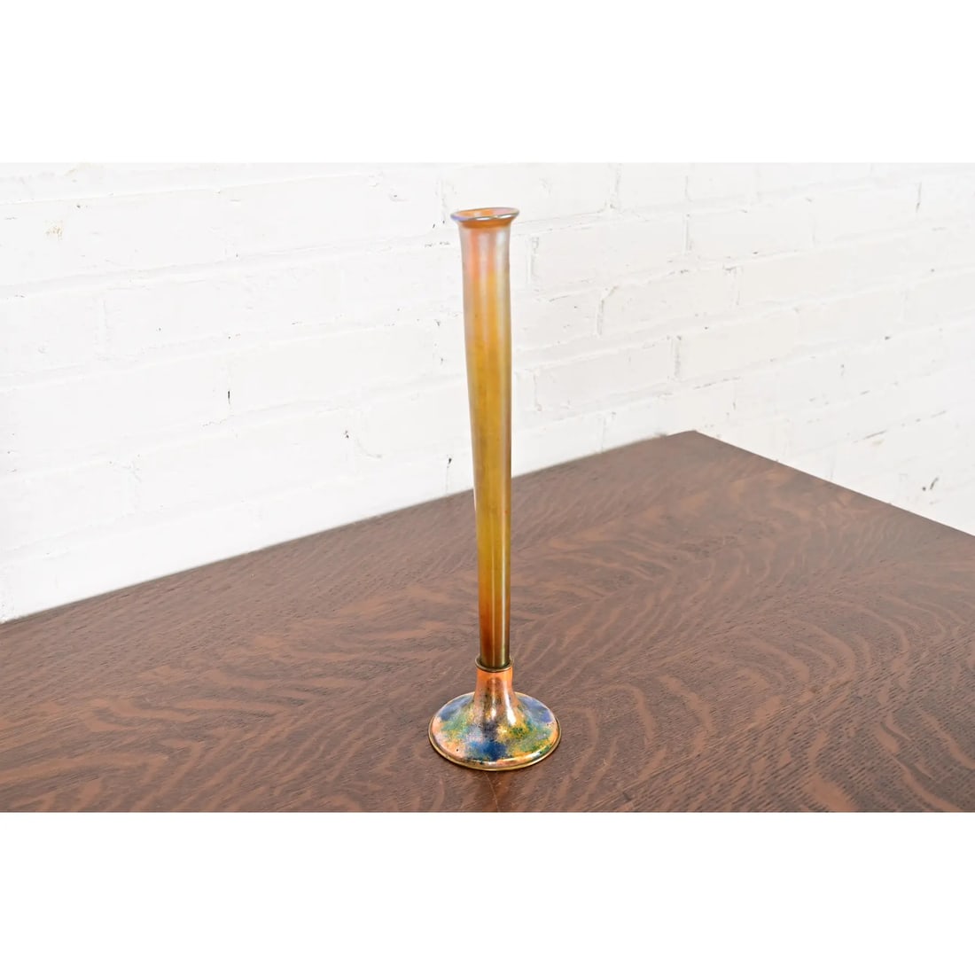 Louis Comfort Tiffany Furnaces Favrile Iridescent Art Glass Tall Bud Vase - 4