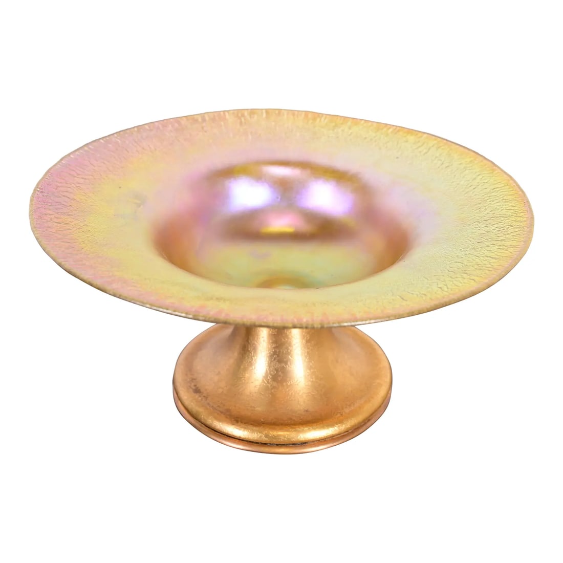 Louis Comfort Tiffany Furnaces Favrile Iridescent Art Glass and Bronze Doré Footed Bowl (1 of 10)