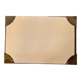 Roycroft Arts & Crafts Brass Finished Hammered Copper Blotter Corners With Desk Blotter, Circa 1920s