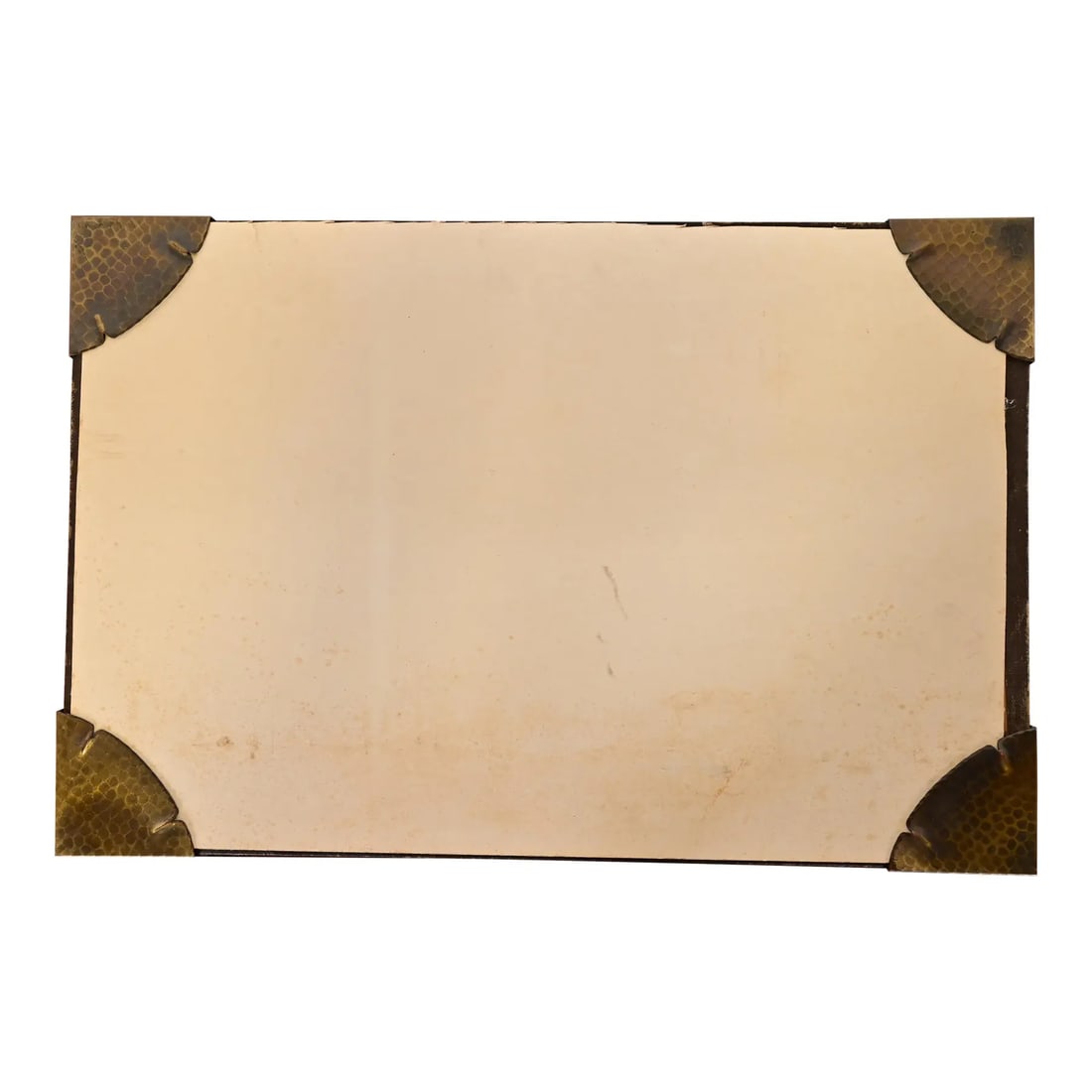 Roycroft Arts & Crafts Brass Finished Hammered Copper Blotter Corners With Desk Blotter, Circa 1920s (1 of 13)