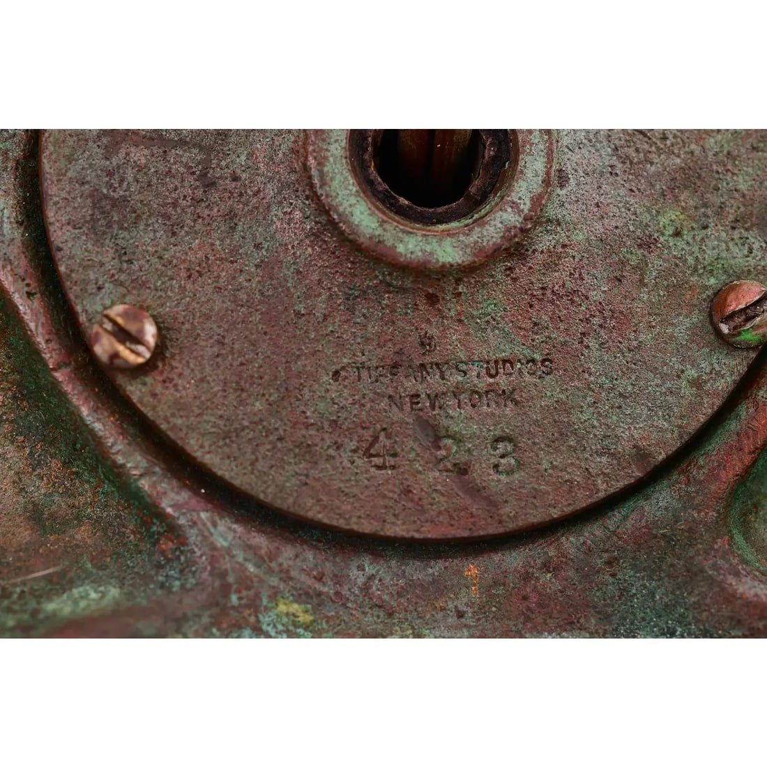 Tiffany Studios New York Bronze Harp Floor Lamp With Favrile Glass Shade - 11