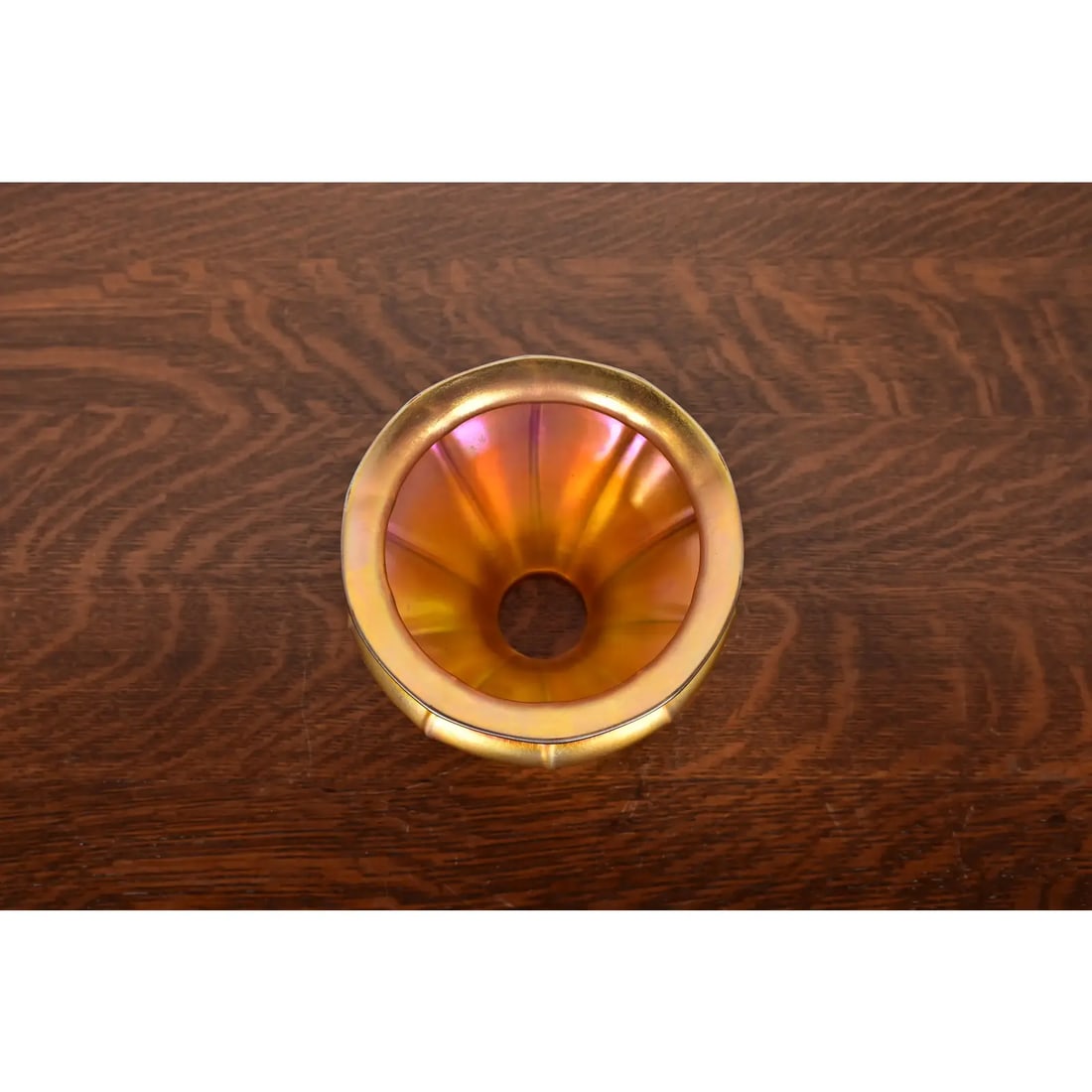 Tiffany Studios New York Bronze Harp Floor Lamp With Favrile Glass Shade - 14