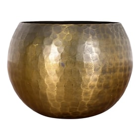 Roycroft Antique Arts & Crafts Brass Over Hammered Copper Small Bowl or Vase, Circa 1920s