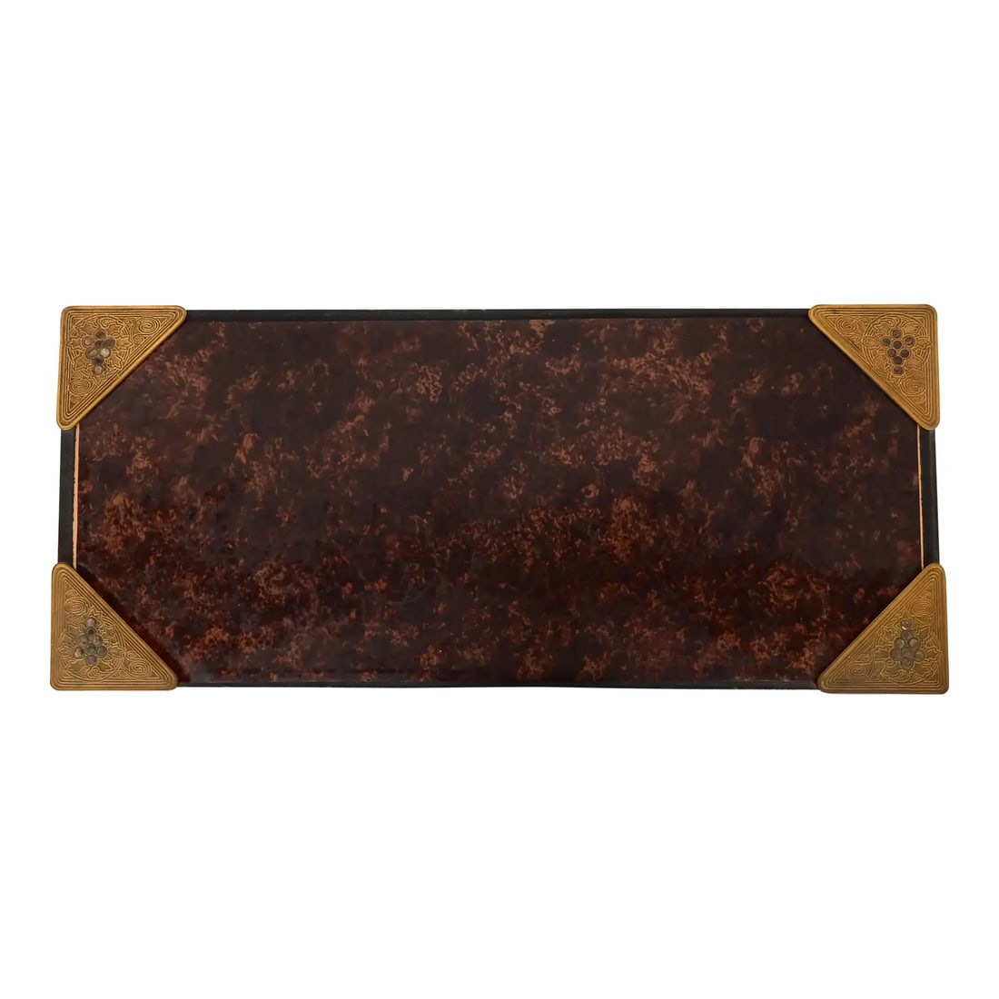 Tiffany Studios New York Bronze Doré and Abalone Blotter Corners With Desk Blotter (1 of 10)