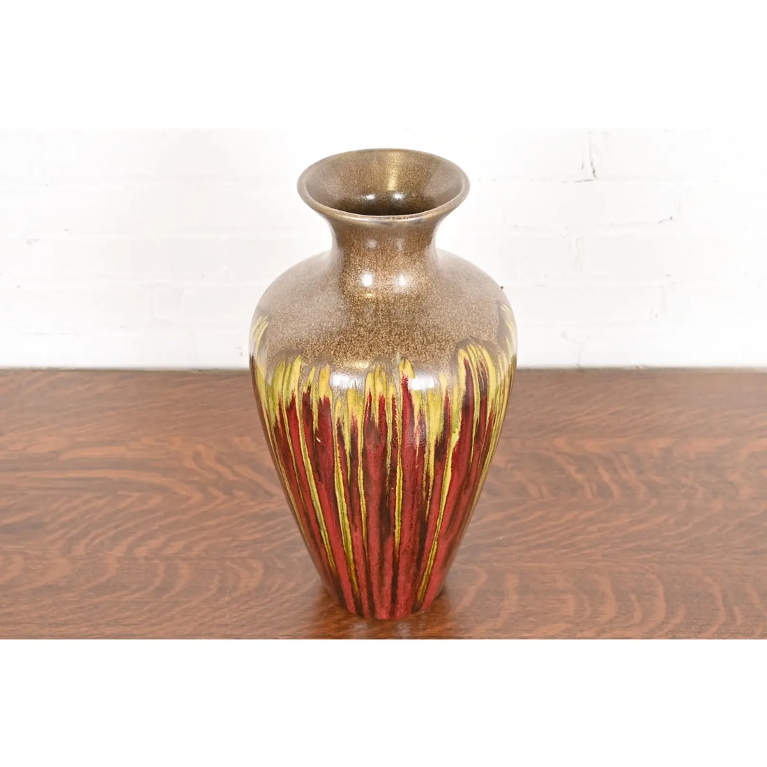 Modern Drip Glazed Large Ceramic Urn Form Vase - 2