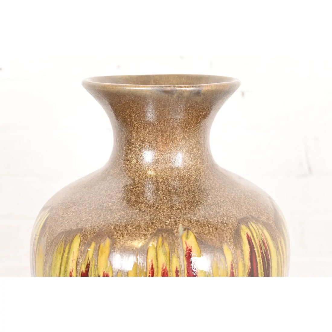 Modern Drip Glazed Large Ceramic Urn Form Vase - 7