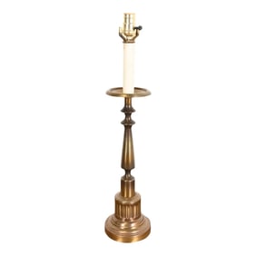 Ralph Lauren Style Mid-Century Hollywood Regency Brass Candlestick Table Lamp
