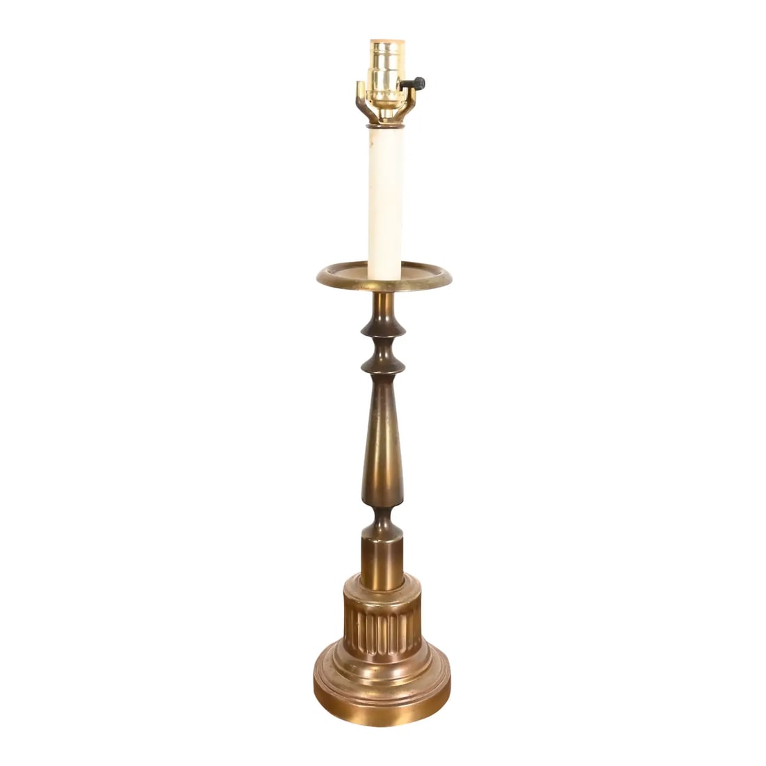 Ralph Lauren Style Mid-Century Hollywood Regency Brass Candlestick Table Lamp (1 of 12)