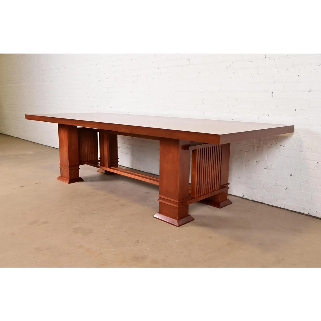1980s Frank Lloyd Wright for Cassina Arts & Crafts "Allen" Dining Table, Newly Refinished - 9