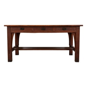 L. & J. G. Stickley Antique Mission Oak Arts & Crafts Writing Desk or Library Table, Circa 1910