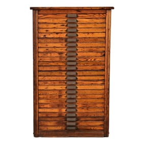 Antique Oak 25-Drawer Architect's Blueprint Flat File Cabinet by Hamilton, Circa 1900