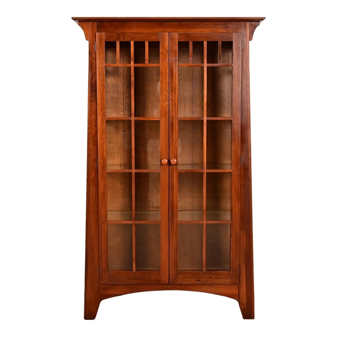 Ethan Allen Arts & Crafts Solid Cherry Wood Lighted Bookcase or Display Cabinet (1 of 13)