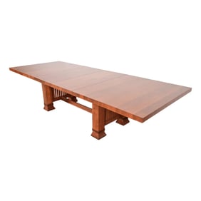 Frank Lloyd Wright Arts & Crafts "Allen" Cherry Wood Extension Dining Table, Newly Refinished