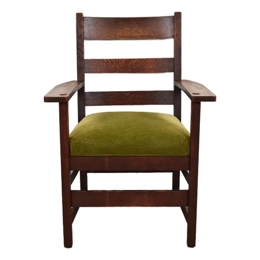 L. & J. G. Stickley Antique Mission Oak Arts & Crafts Ladder Back Armchair, Circa 1910 (1 of 13)