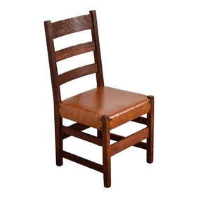 L. & J. G. Stickley Antique Mission Oak Arts & Crafts Ladder Back Desk Chair or Side Chair