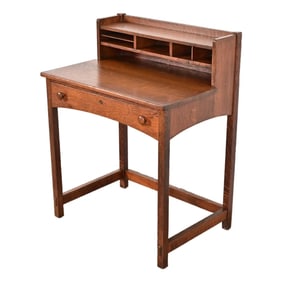 Limbert Antique Mission Oak Arts & Crafts Writing Desk, Circa 1910