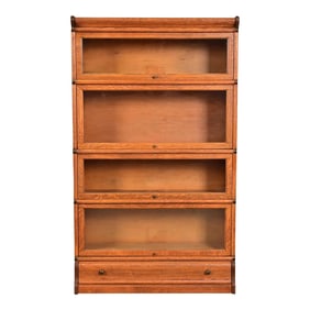 Globe Wernicke Antique Arts & Crafts Oak Four-Stack Barrister Bookcase, Circa 1920s