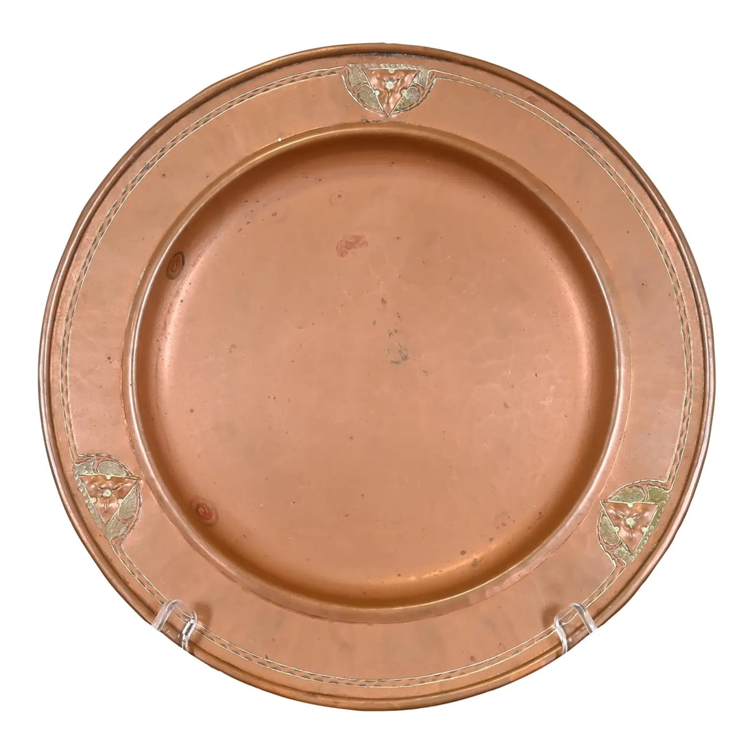 Roycroft Arts & Crafts Hammered Copper Trefoil Charger Plate or Tray (1 of 12)