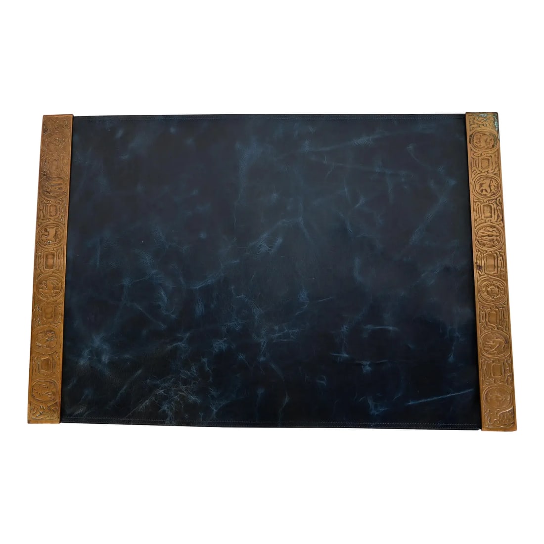 Tiffany Studios New York Zodiac Bronze Blotter Ends With Leather Desk Blotter (1 of 12)