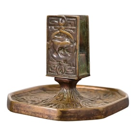 Tiffany Studios New York Zodiac Bronze Match Box Holder