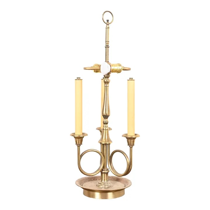 Ralph Lauren Style Regency Brass Candlestick Bouillotte Table Lamp (1 of 9)