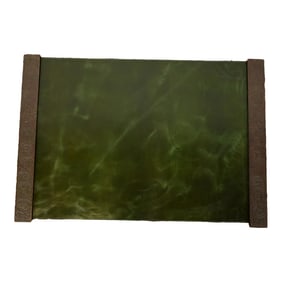 Tiffany Studios New York Zodiac Bronze Blotter Ends With Leather Desk Blotter