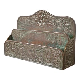 Tiffany Studios New York Zodiac Pattern Bronze Letter Rack