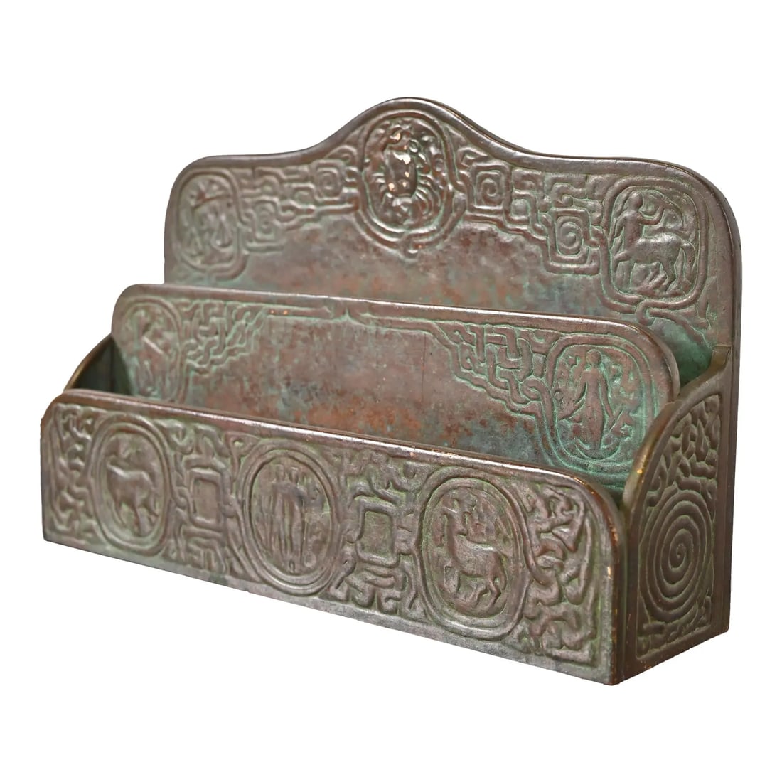 Tiffany Studios New York Zodiac Pattern Bronze Letter Rack (1 of 12)