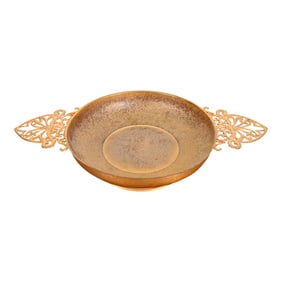 Louis Comfort Tiffany Furnaces Favrile Bronze Doré Double Handled Footed Centerpiece Bowl