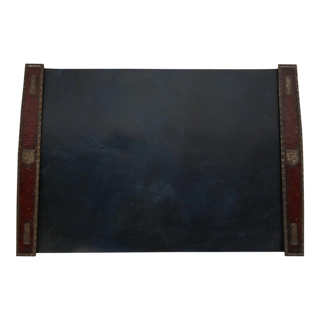 Tiffany Studios New York Heraldic Bronze Blotter Ends With Leather Desk Blotter (1 of 12)