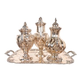 Tiffany & Co. Style Antique Victorian Silver Plate Tea and Coffee Service Set