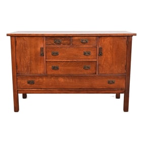 L. & J. G. Stickley Antique Mission Oak Arts & Crafts Sideboard, Circa 1910