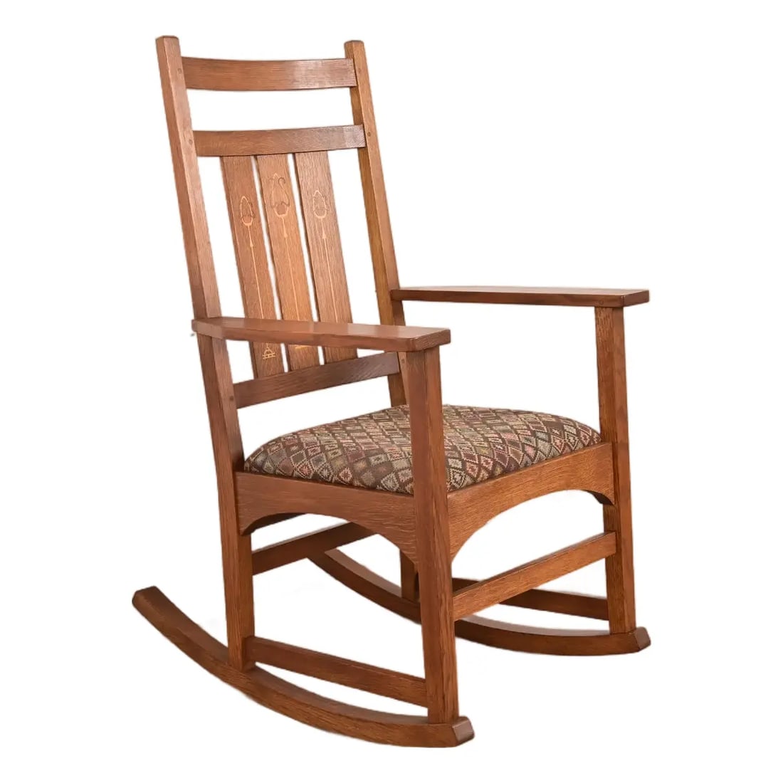 Stickley Harvey Ellis Collection Mission Arts & Crafts Inlaid Oak Rocking Chair (1 of 13)