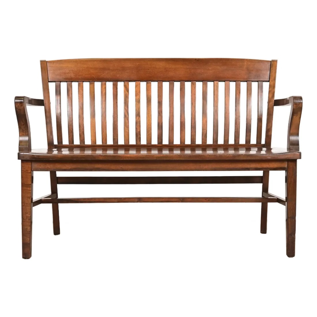 Antique Arts & Crafts Solid Walnut Lawyer's Bench, Circa 1920s (1 of 12)