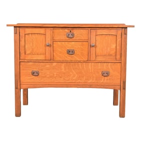 Stickley Brothers Style Antique Mission Oak Arts & Crafts Sideboard Buffet, Circa 1900