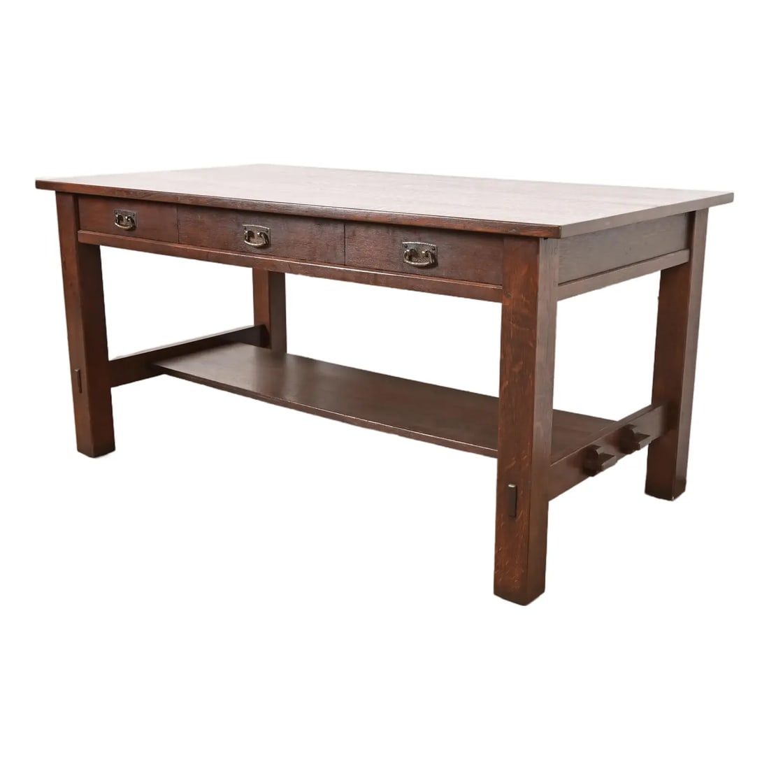 L. & J. G. Stickley Antique Mission Oak Arts & Crafts Writing Desk or Library Table (1 of 13)