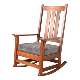 Gustav Stickley Mission Oak Arts & Crafts Rocking Chair, Circa 1910