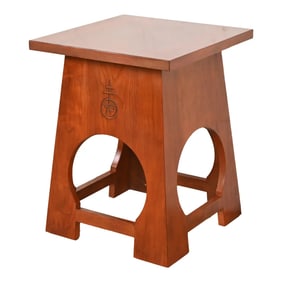 Roycroft Arts & Crafts Cherry Wood Tabouret by Stickley