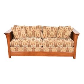 Stickley Mission Oak Arts and Crafts Spindle Sleeper Sofa
