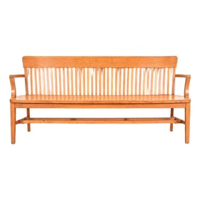 Antique Arts & Crafts Solid Oak Lawyer's Bench